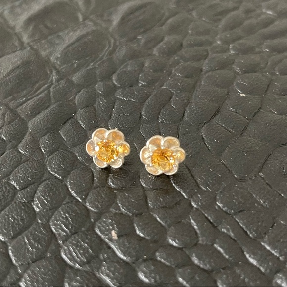 Sterling silver 925 flower citrine earrings - Picture 3 of 9